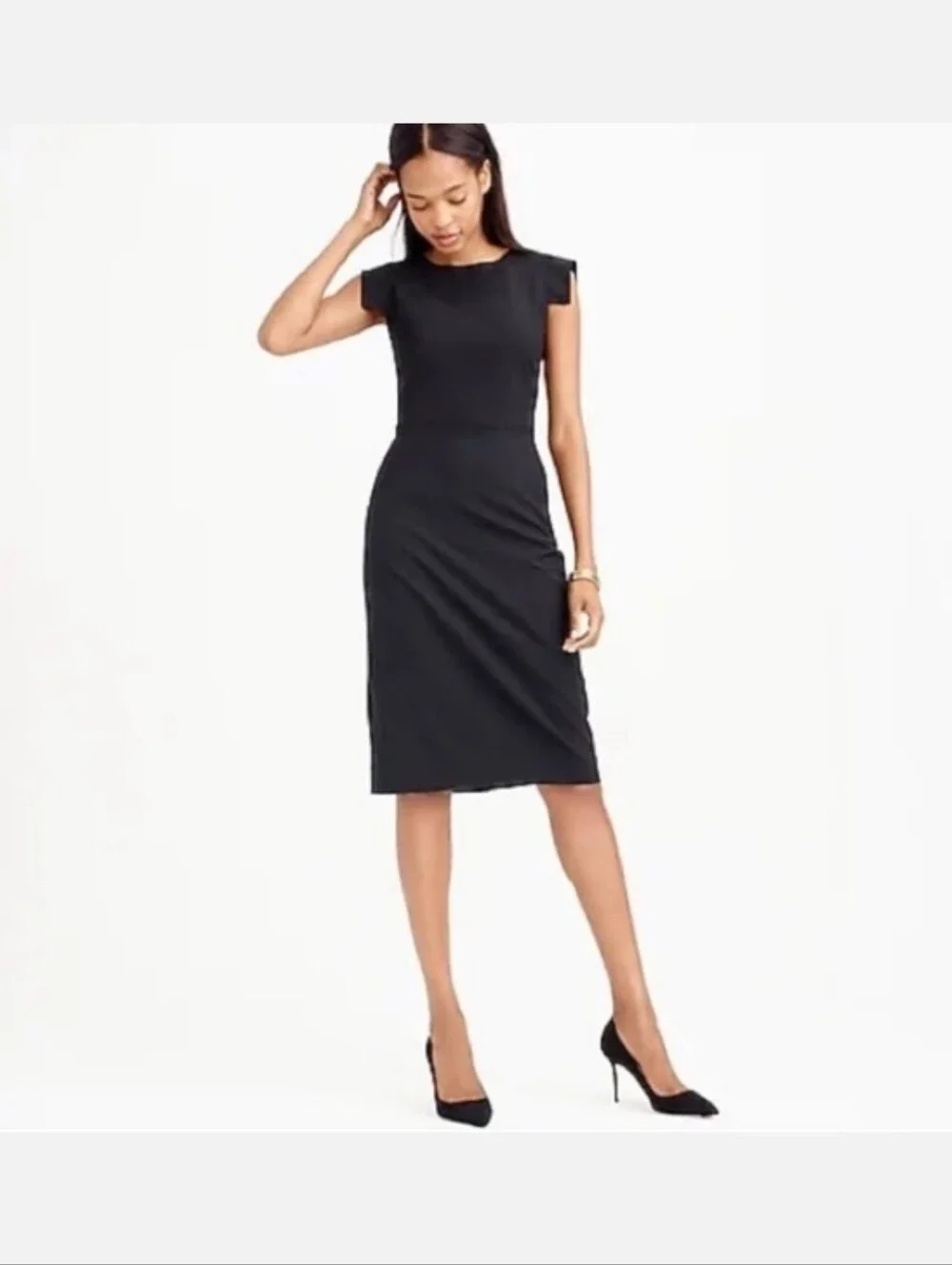 J. Crew Black Sheath Midi Dress
